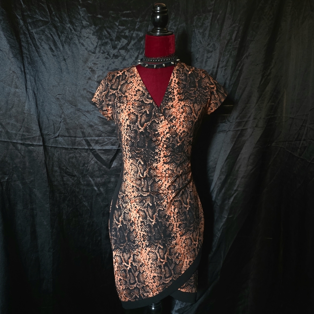 Black and Orange Snake Print Dress